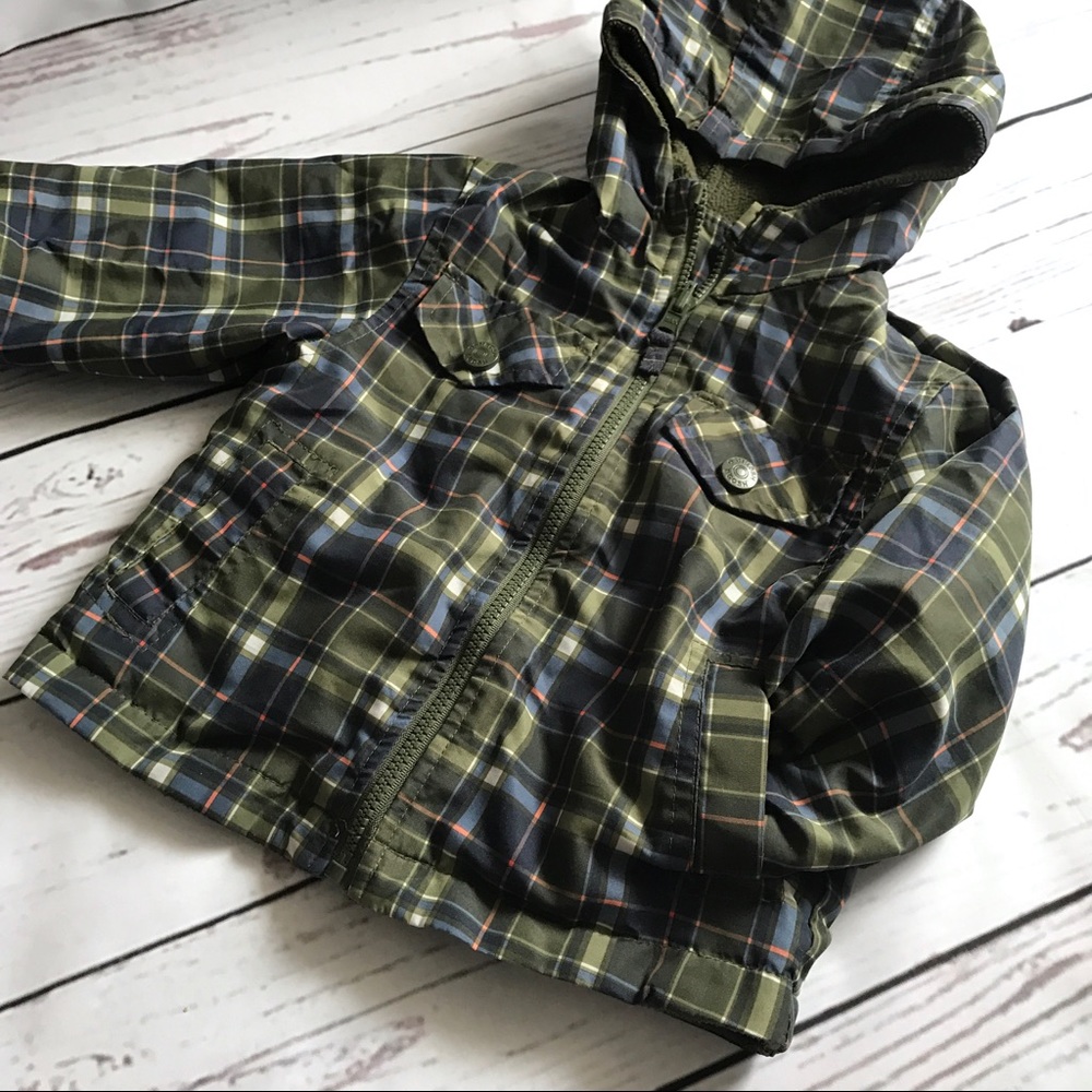 Oshkosh Reversible Green Plaid Hooded Jacket - Picture 4 of 8